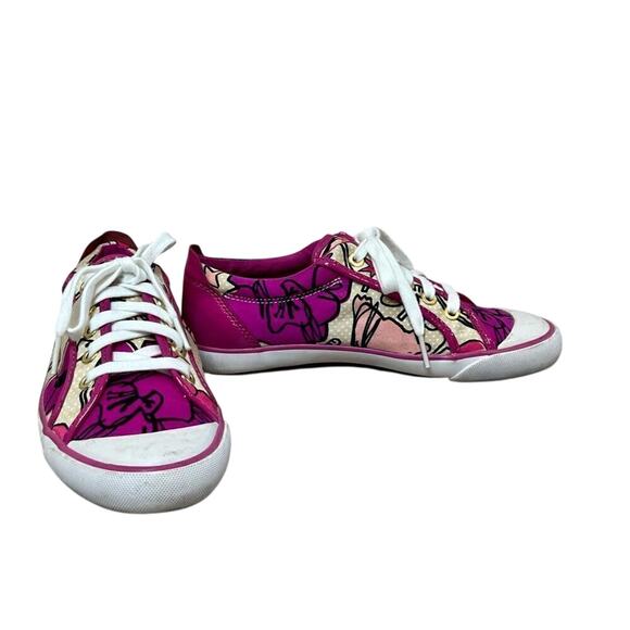 Coach Barrett Q675 Poppy Pink Petal Leather Sneakers 7B Floral Y2K‎ Quiet Luxury - Picture 2 of 13